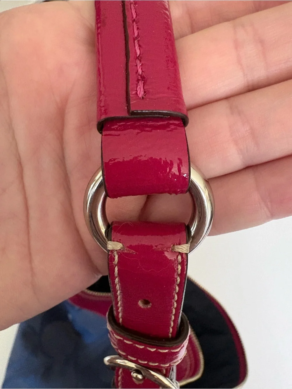 Coach Laura Hobo Shoulder Bag in Navy and Pink